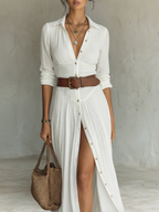 Amelia™ — Elegante vestido largo con cuello de muesca