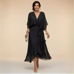 MARTA™ | VESTIDO DE GASA CON ESCOTE EN V
