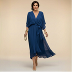 MARTA™ | VESTIDO DE GASA CON ESCOTE EN V
