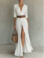 Amelia™ — Elegante vestido largo con cuello de muesca