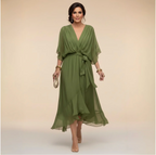 MARTA™ | VESTIDO DE GASA CON ESCOTE EN V