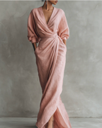 Juna - Vestido maxi minimalista con escote en V