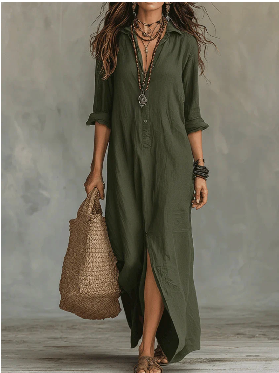 Marta | Vestido largo negro con botones