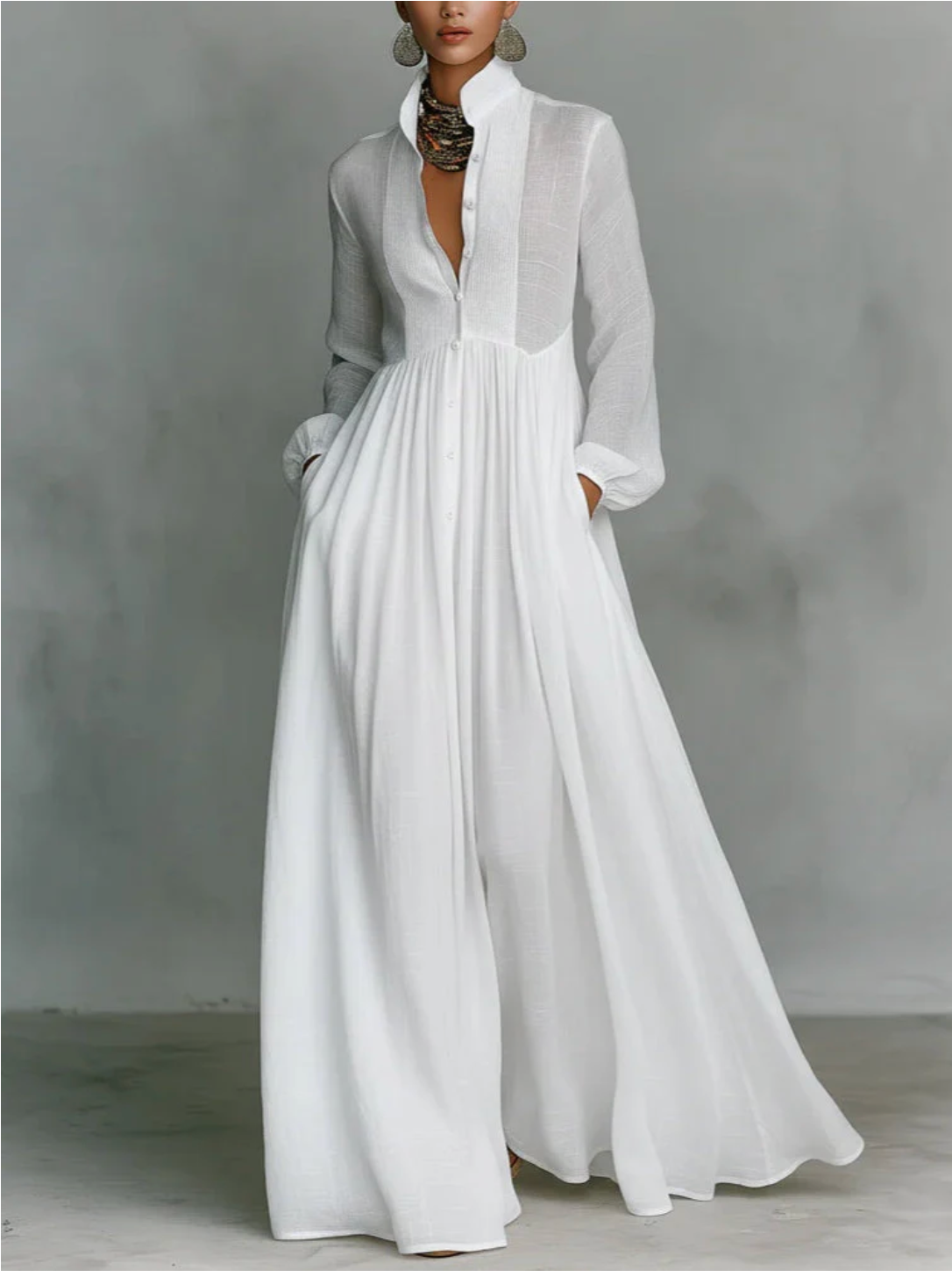 Nerea | Vestido maxi minimalista con cuello alto