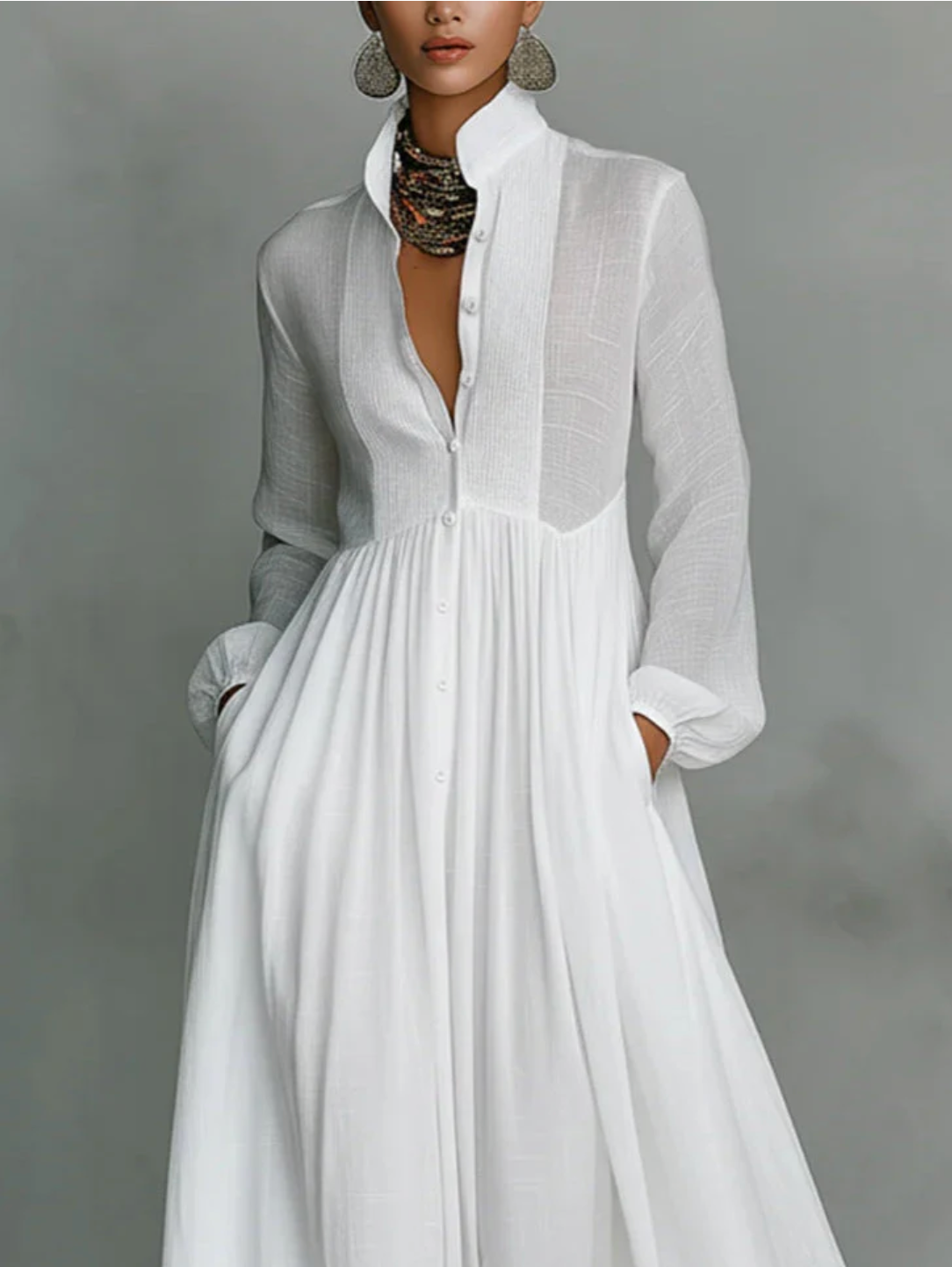 Nerea | Vestido maxi minimalista con cuello alto